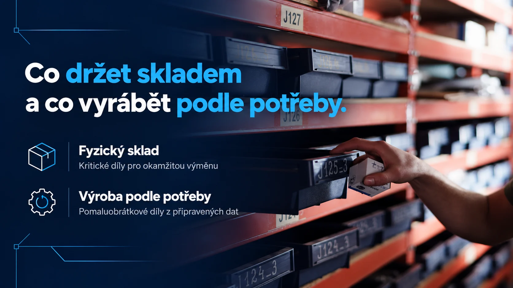 Rozhodování mezi fyzickým skladem a výrobou náhradního dílu podle potřeby